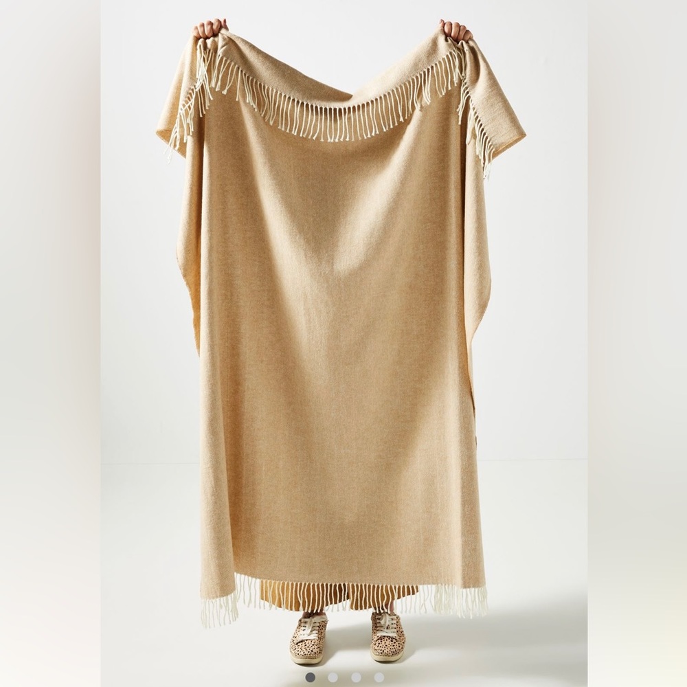 Anthropologie Solid Herringbone Throw Blanket